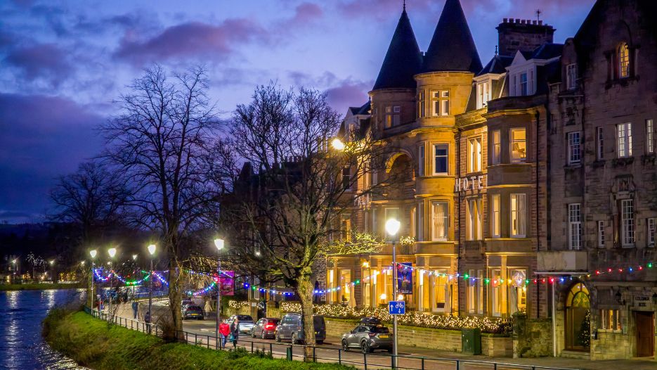 Winter-toned view across inverness at dusk