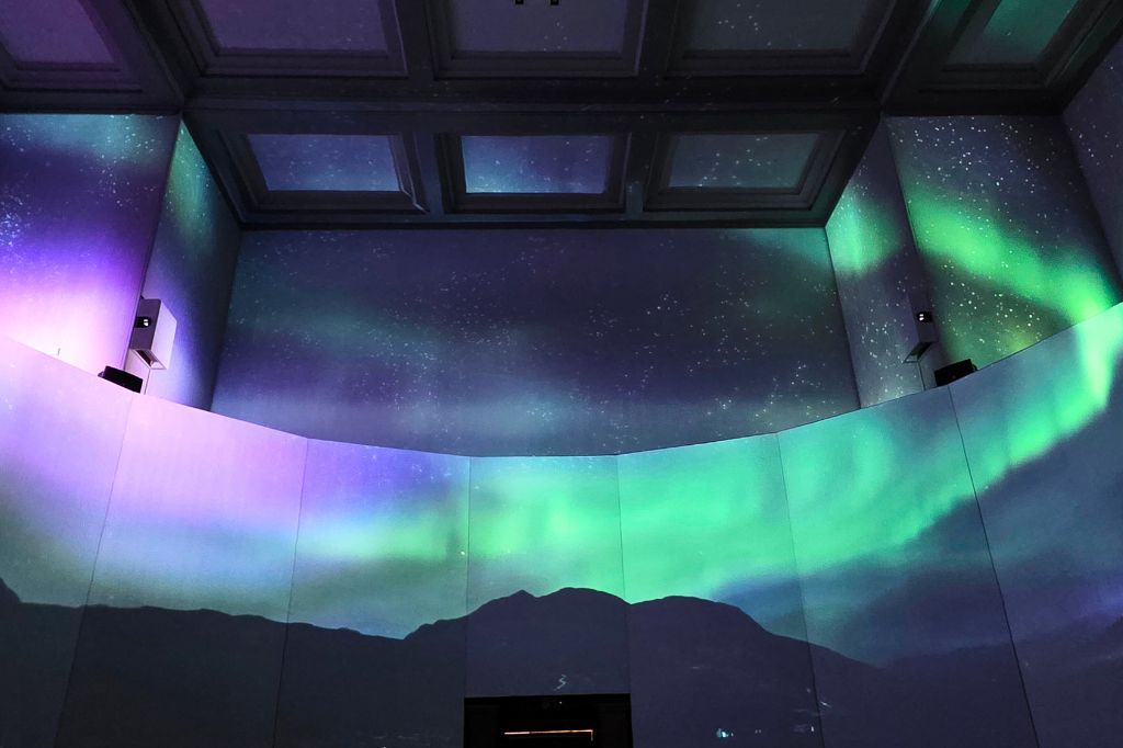 Immersive highland landscape visuals in the spirit room at inverness castle