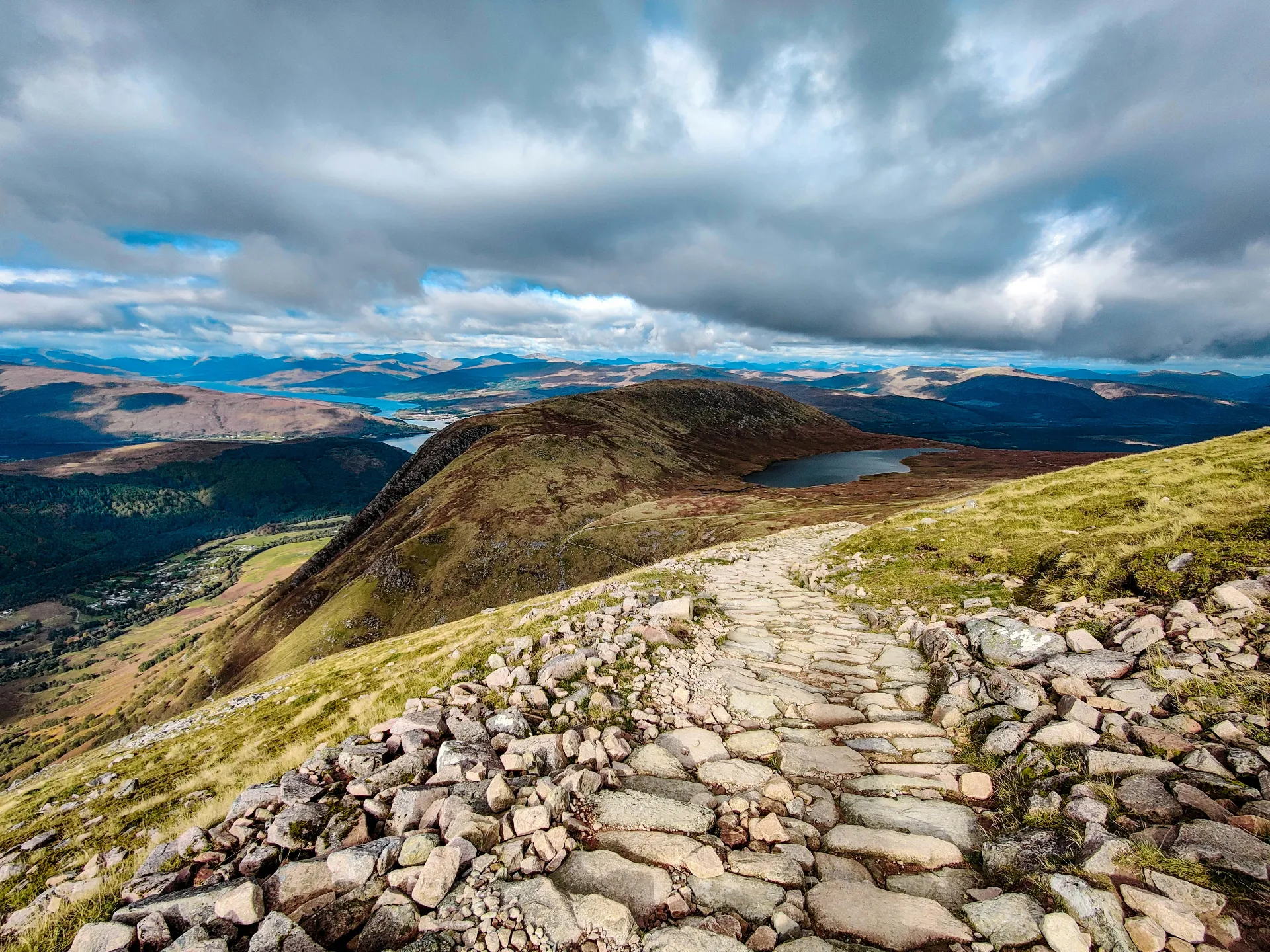 Ben Nevis Summit Trail Fort William View Scotland Ben nevis summit trail with fort william view, scotland